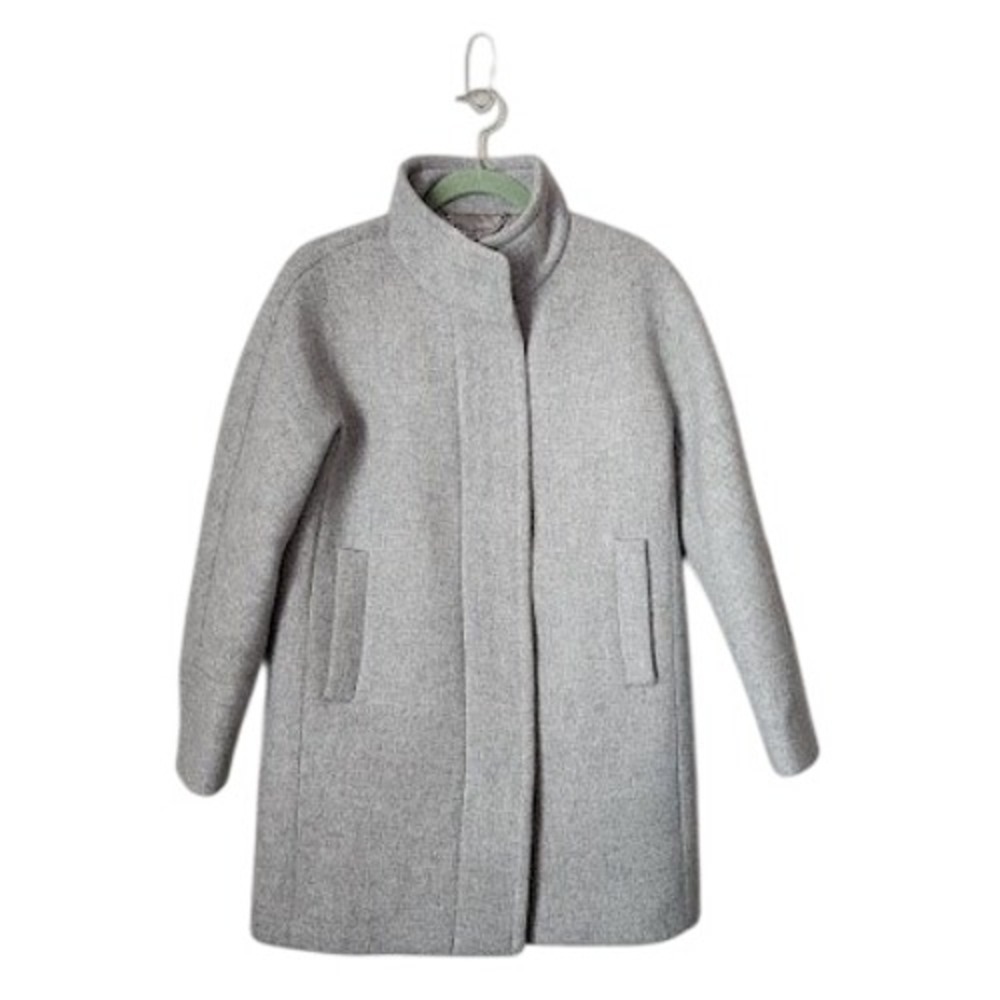 J.Crew Stadium Cloth Wool Coat Gray Nello Gori Petite 6P Classic Minimalist